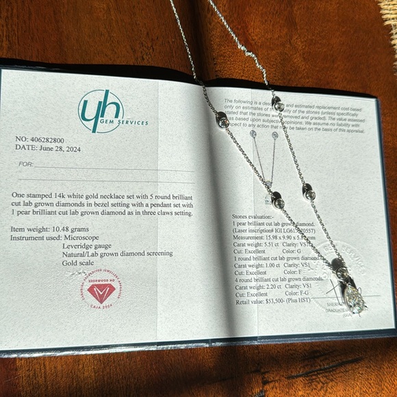 Lab Diamond Pear Shaped Pendant Necklace. 8.71 CTW - Picture 8 of 9